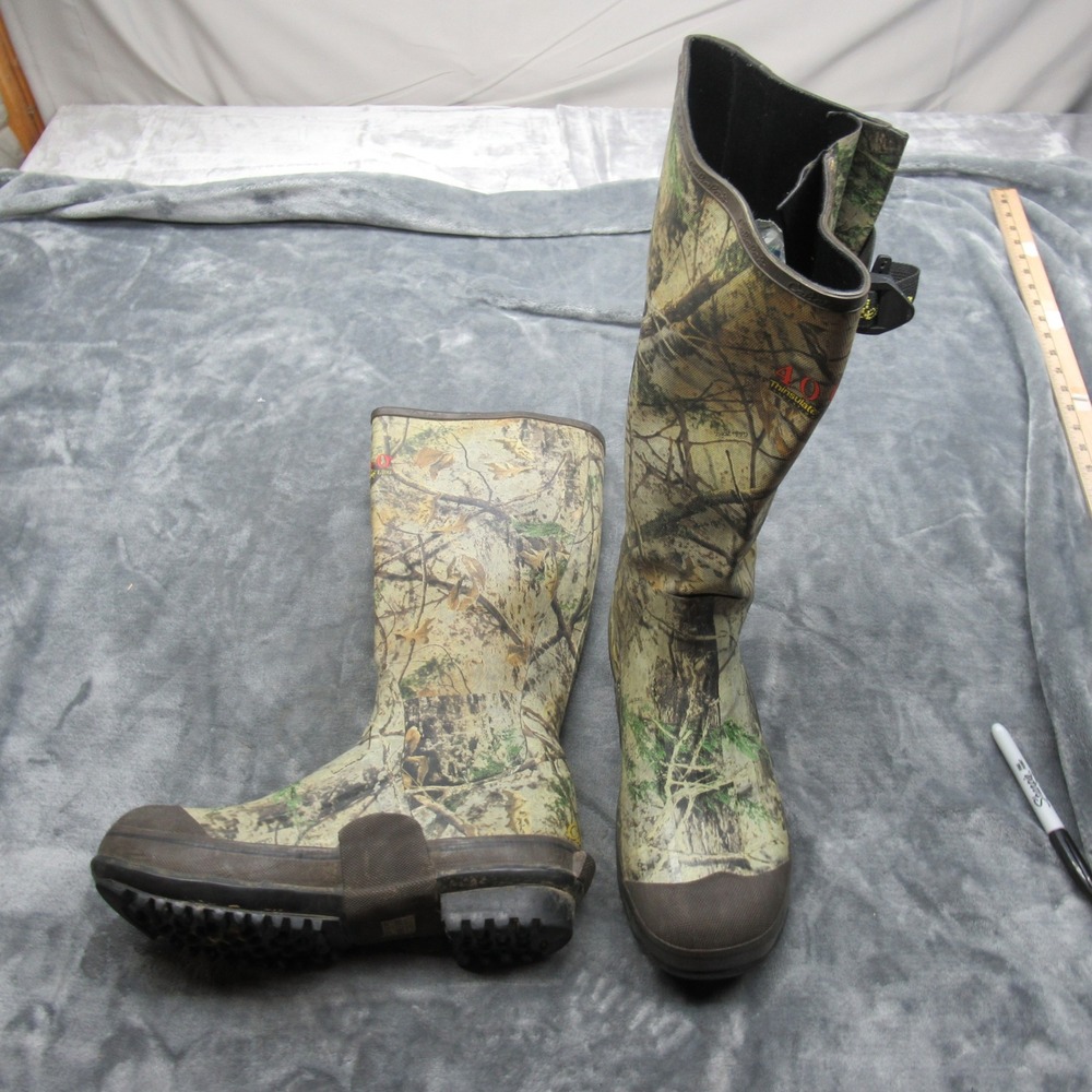 Cabelas Mens Hunt Boots 10 M Camo 400g Insulated Scent Free Waterproof Tall Fish